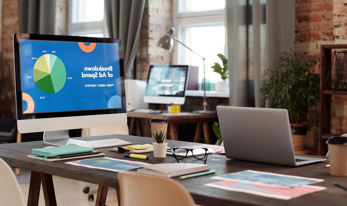 Shared office workstation with computers